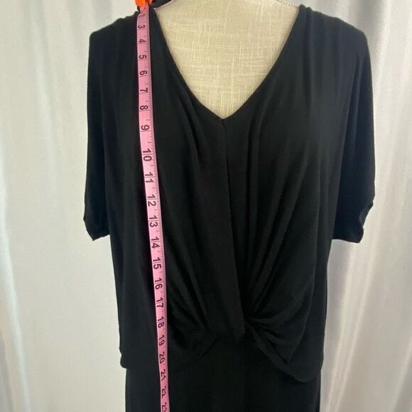 NWT Bobeau Black Dress Dolman Sleeves Tie Front Layered Knit Woman’s Sz Medium N - Picture 3 of 14